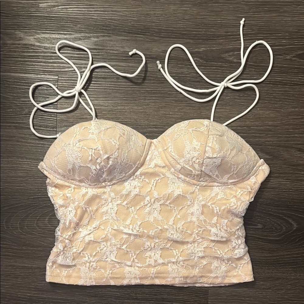 Cream Lace Bustier Top